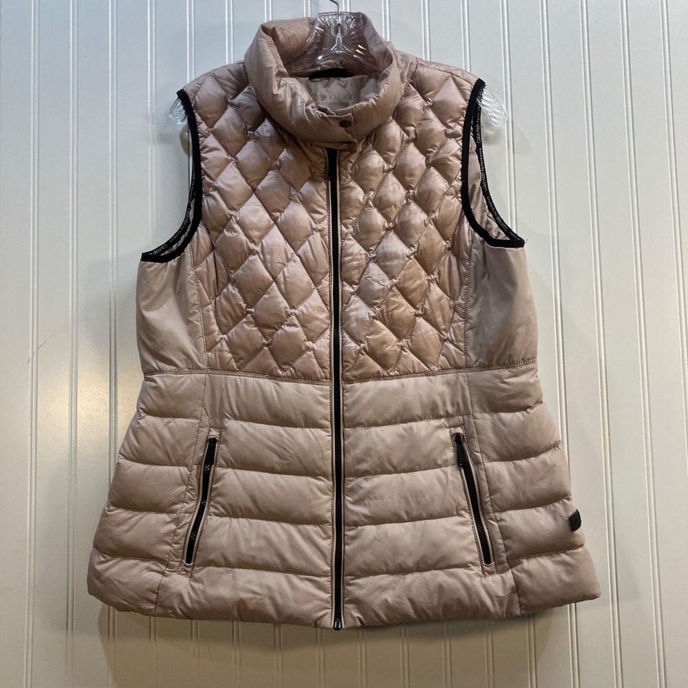 Calvin Klein Performance Women XL Quilted Puffer Vest Light Pink Metallic Zip